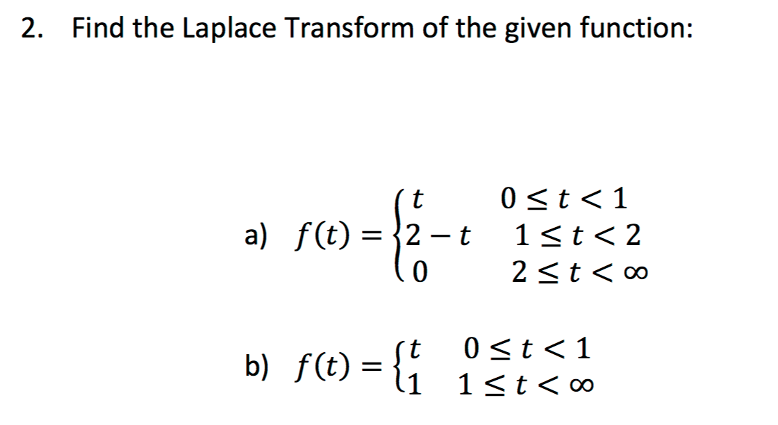 Solved Find The Laplace Transform Of The Given Function