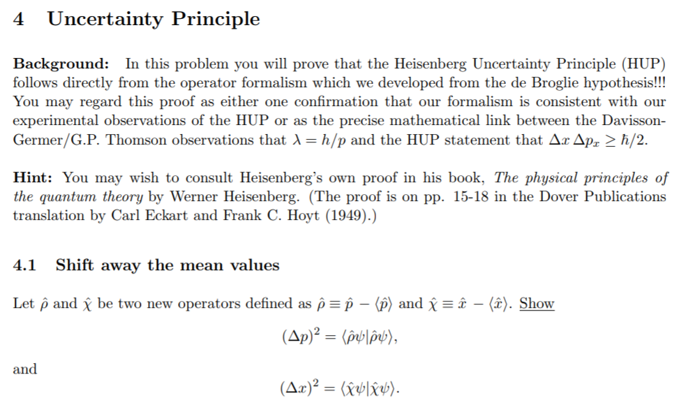 Solved 4 Uncertainty Principle Background: In This Problem | Chegg.com