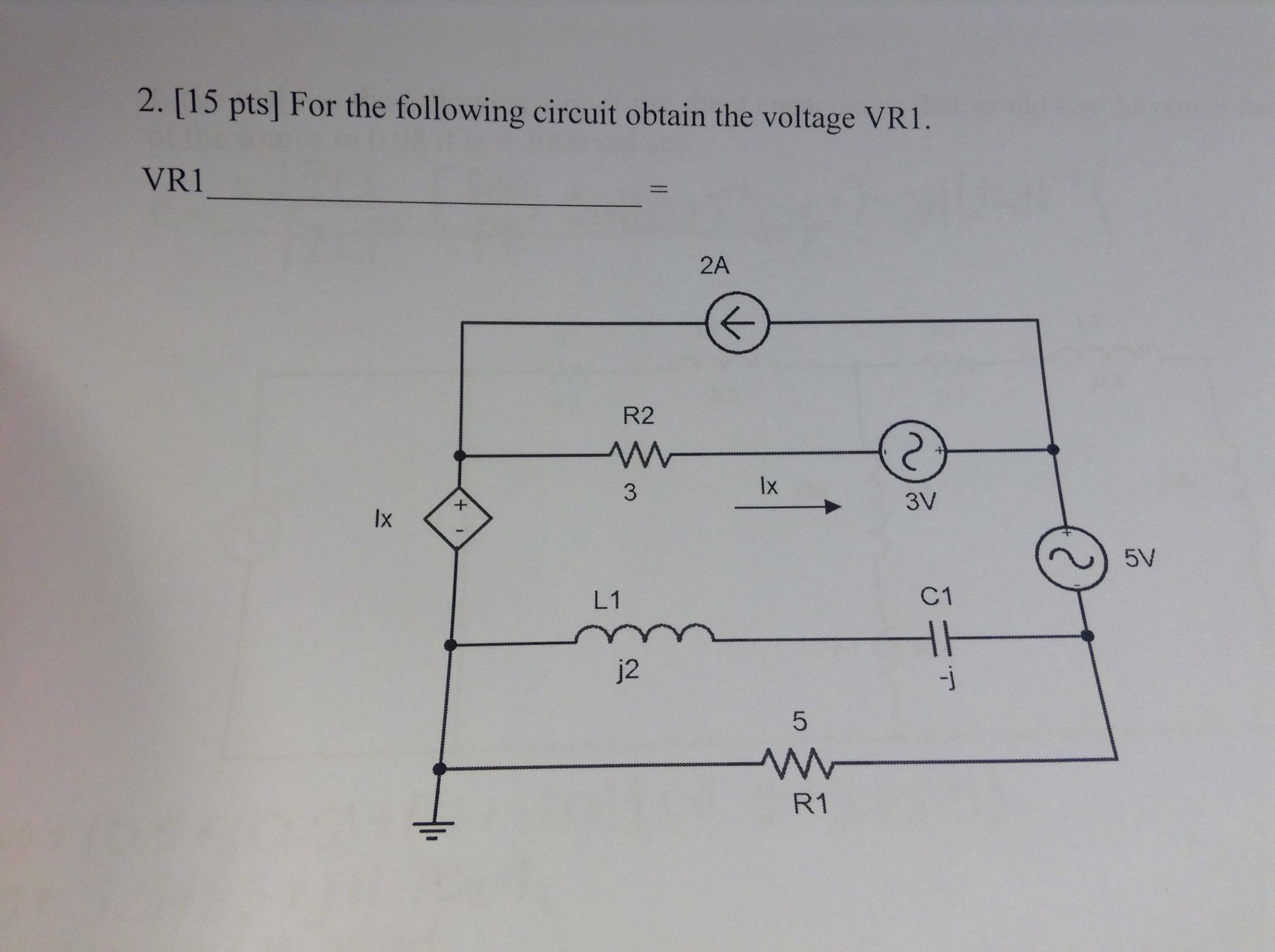 Solved For The Following Circuit Obtain Voltage VR1. 