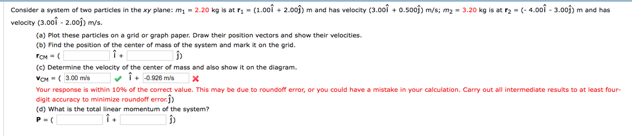 Solved Consider a system of two particles in the xy plane: m | Chegg.com