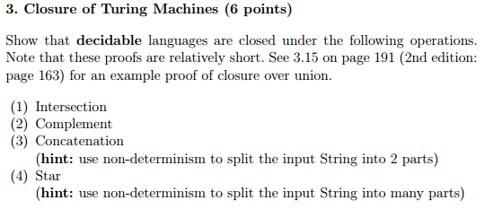 Solved Show that decidable languages are closed under the Chegg