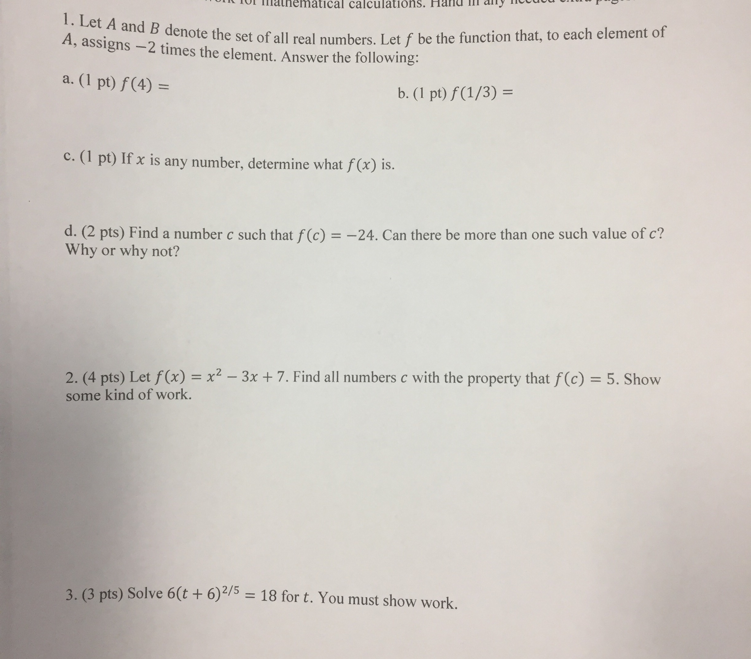 Solved Let A and B denote the set of all real numbers. Let f | Chegg.com