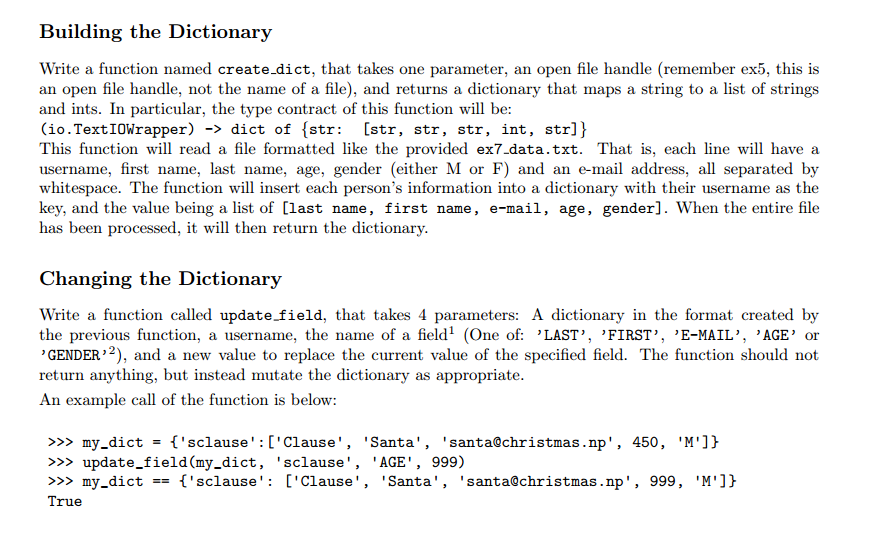 Solved Write a function named create.dict, that takes one