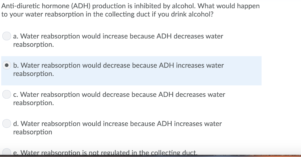 Solved Antidiuretic hormone (ADH) production is inhibited