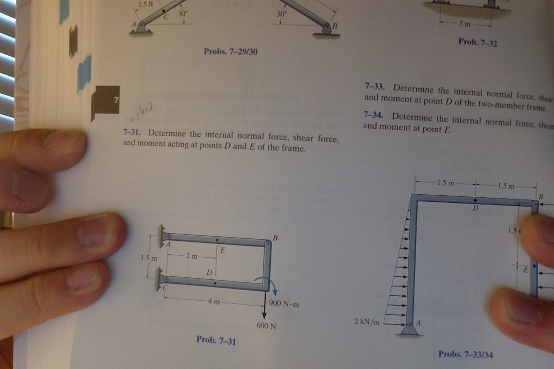 Solved Determine the internal normal force, shear force, and | Chegg.com