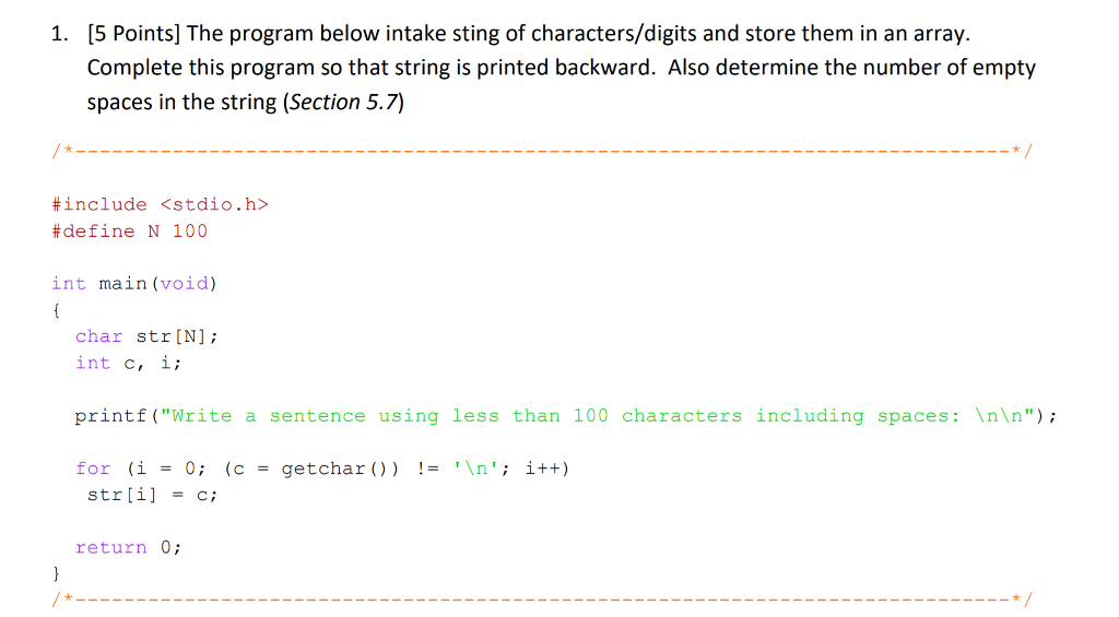 Solved characters/digits and [5 Points] The program below | Chegg.com