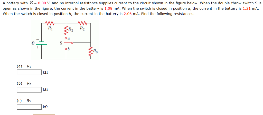 Solved A battery with epsilon = 8.00 V and no internal | Chegg.com