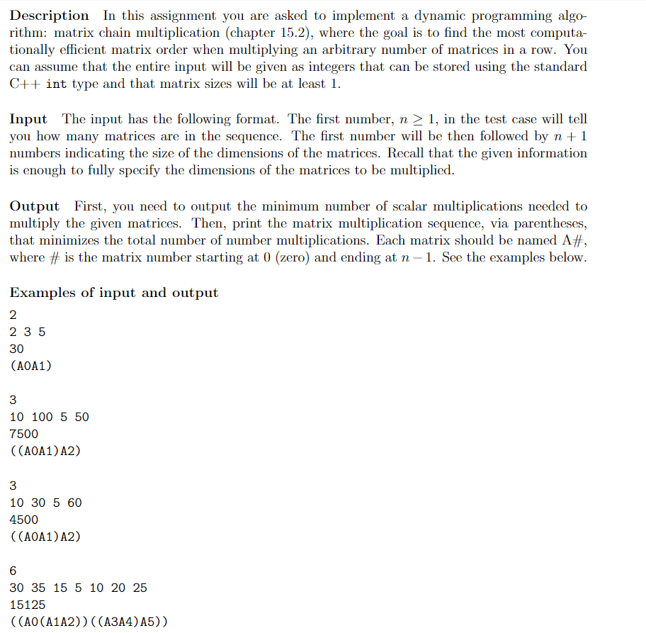 Solved Description In this assignment you are asked to | Chegg.com