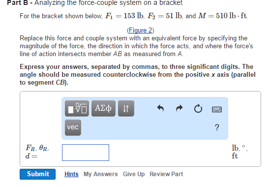 Solved Part B Analyzing The Force-couple System On A Bracket | Chegg.com