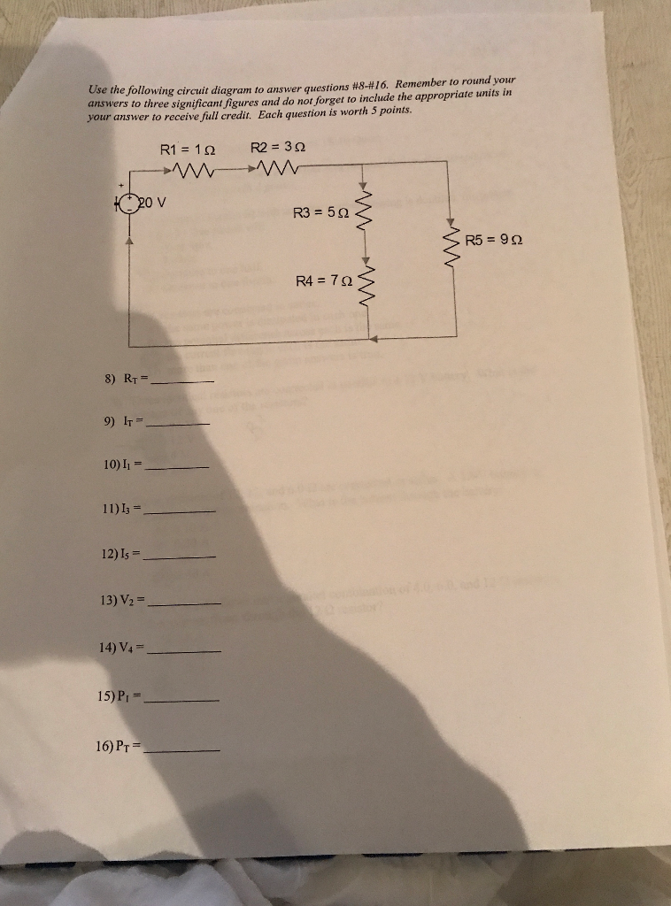 Solved Use the following circuit diagram to answer question | Chegg.com