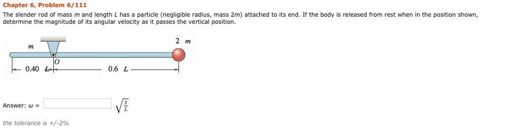 Solved The slender rod of mass m and length L has a particle | Chegg.com
