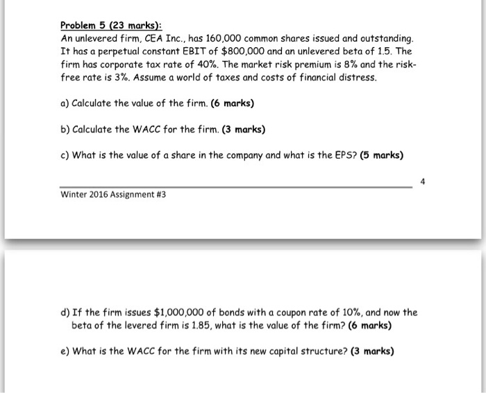 Solved An Unlevered Firm CEA Inc Has 160 000 Common Chegg Com