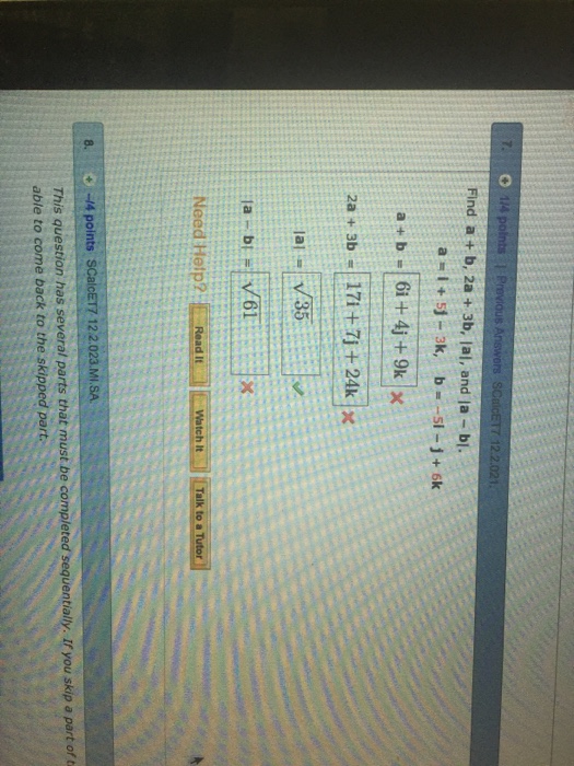 Solved Find A + B, 2a + 3b, |a|, And |a - B|. A = I + 5j - | Chegg.com