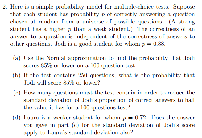 Solved 2. Here is a simple probability model for | Chegg.com