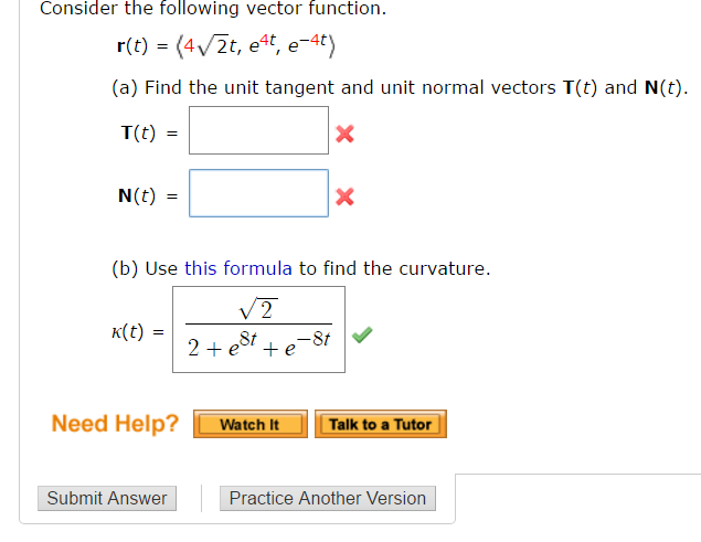 Solved Consider The Following Vector Function R T