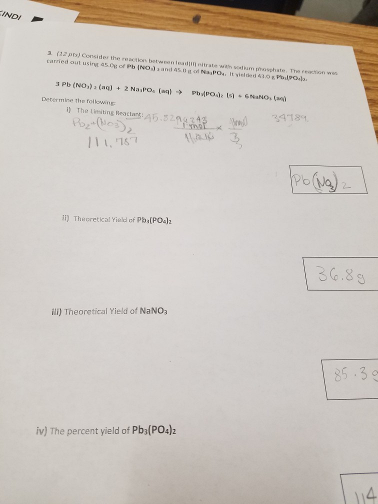 Solved INDI 3. (12 pts) Consider the reaction between | Chegg.com