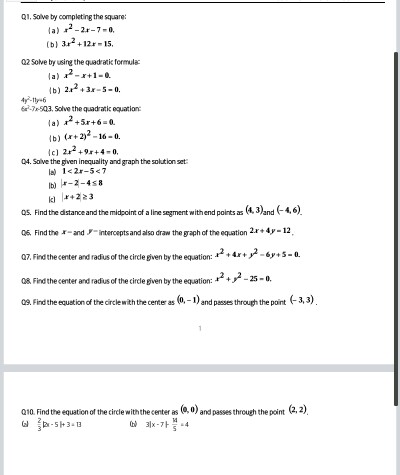 solve by completing the square x 2 8x 7 0
