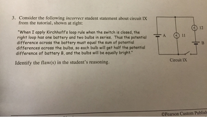 Solved Consider The Following Incorrect Student Statement | Chegg.com