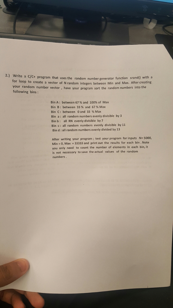Solved Write a C/C+ program that uses the random number | Chegg.com