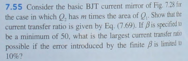 Solved Figure P7.28 Consider the basic BJT current mirror | Chegg.com