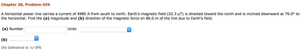 Solved Chapter 28, Problem 039 A horizontal power line | Chegg.com