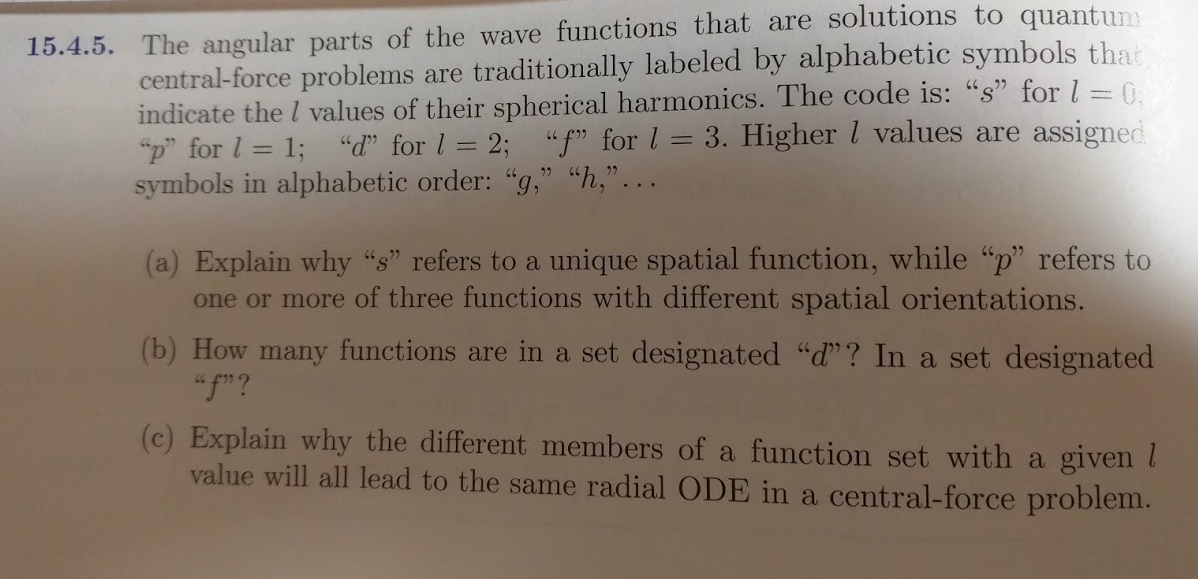 Solved The angular parts of the wave functions that are | Chegg.com