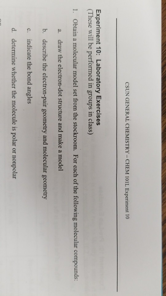 Solved CSUN GENERAL CHEMISTRY - CHEM 101L Experiment 10 | Chegg.com