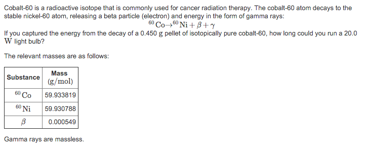 cobalt 60 nuclear equation