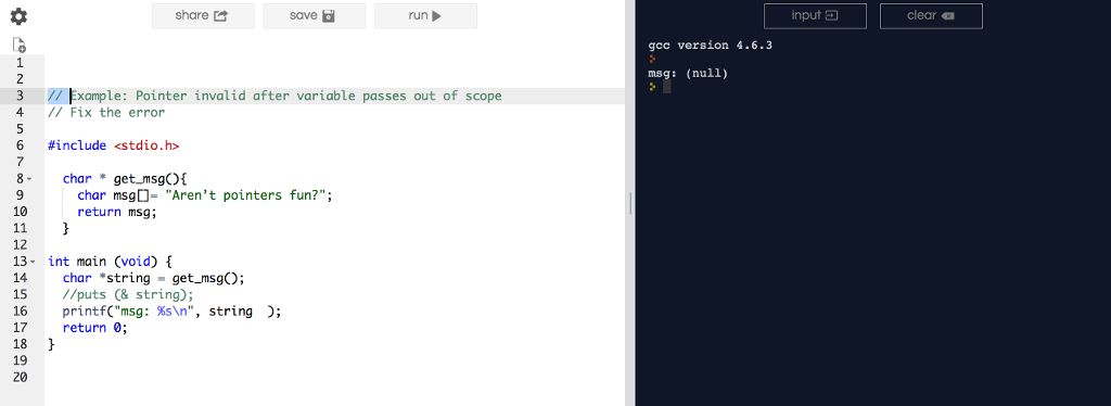 Solved Whats wrong with this code? Pointer is invalid | Chegg.com