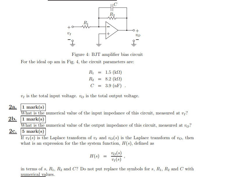 Solved VI vo Figure 4 BJT amplifier bias circuit For the
