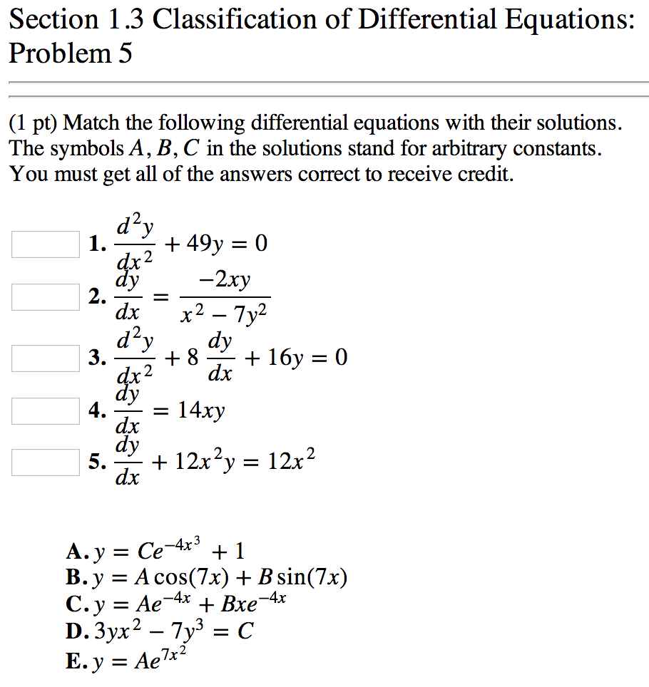 Solved: Section 1.3 Classification Of Differential Equatio... | Chegg.com