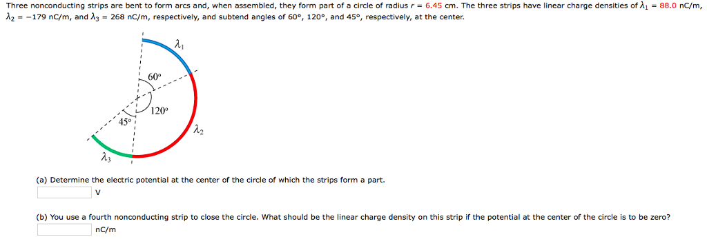 Solved Three nonconducting strips are bent to form arcs and, | Chegg.com