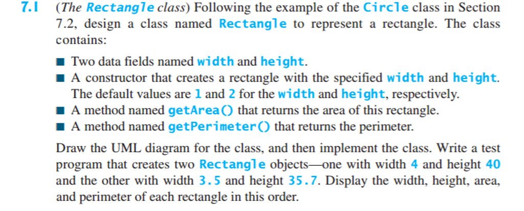 Following the example of the Circle class in Section | Chegg.com