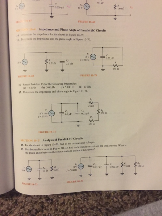 Solved Impedance and Phase Angle of Parallel RC Circuits