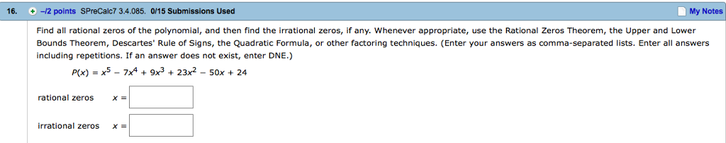 How To Find Irrational Zeros