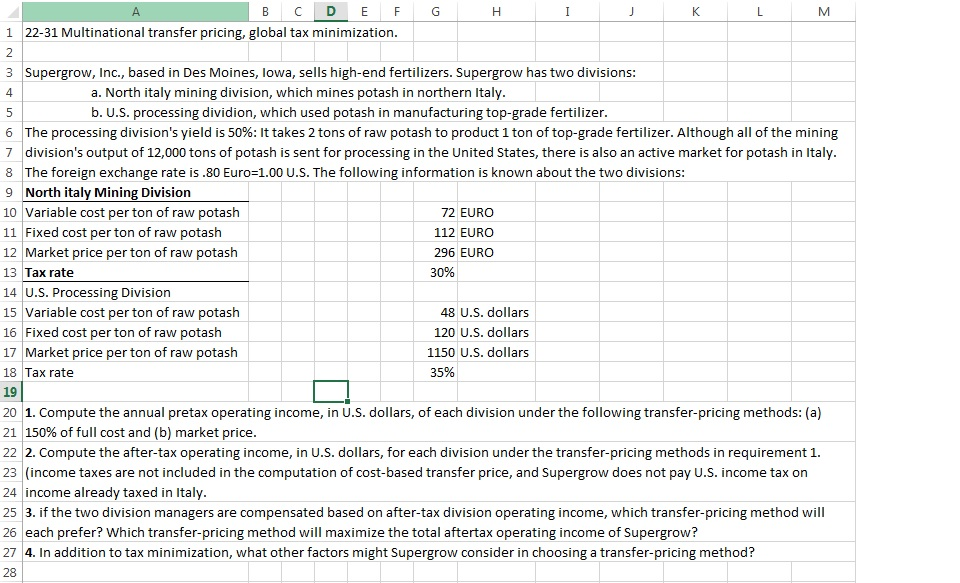 Solved Multinational transfer pricing, global tax