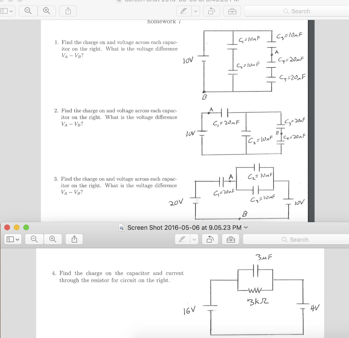 Solved Find the charge on and voltage across each capacitor | Chegg.com