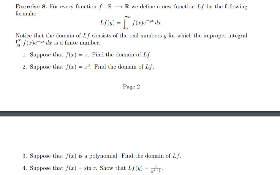 Solved Exercise 8. For every function f :R formula: R we | Chegg.com