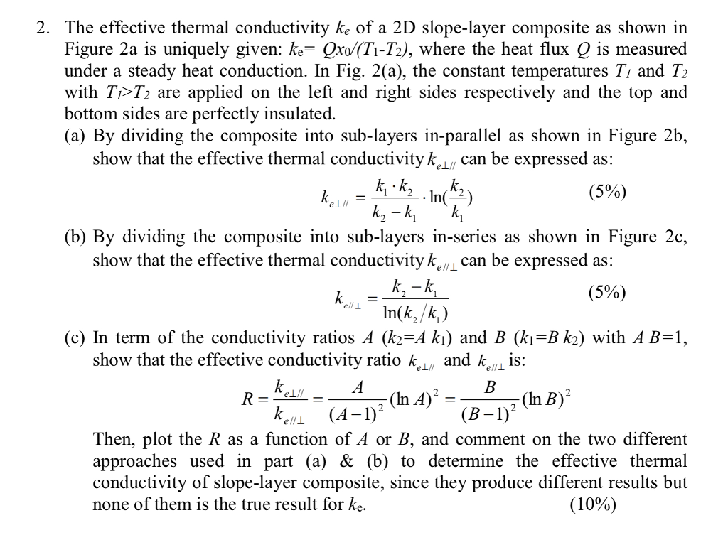 Solved 2. The effective thermal conductivity ke of a 2D | Chegg.com