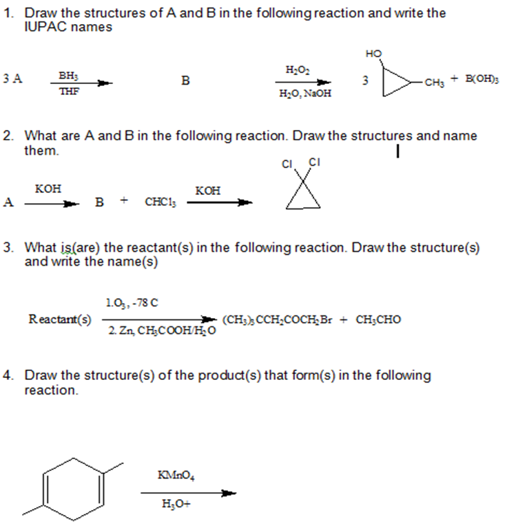 Solved 1. Draw the structures of A and B in the following | Chegg.com