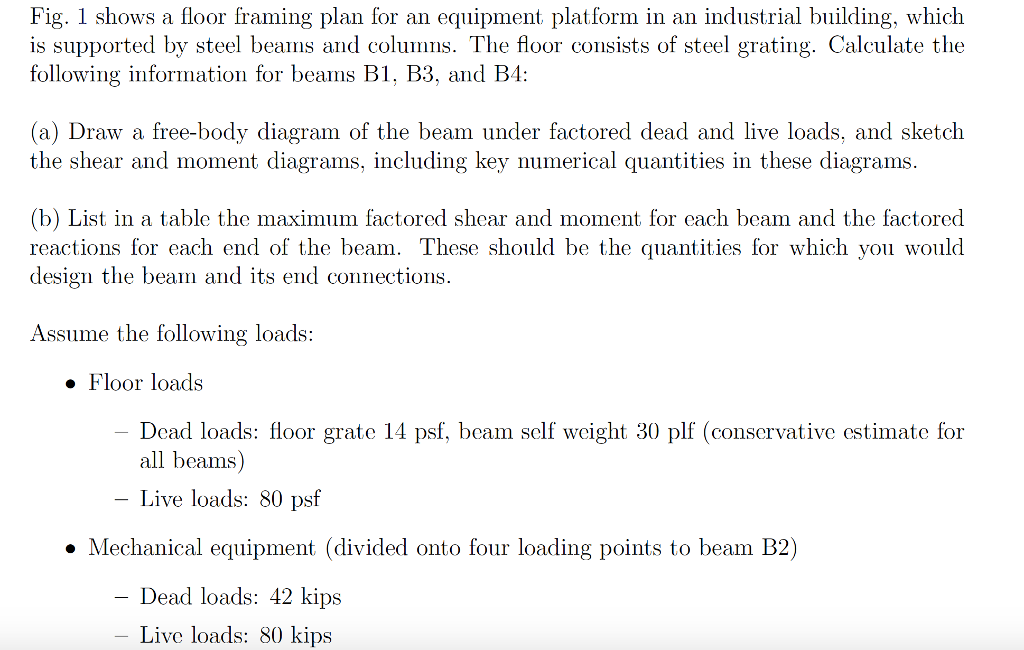 Solved Fig. 1 shows a floor framing plan for an equipment | Chegg.com