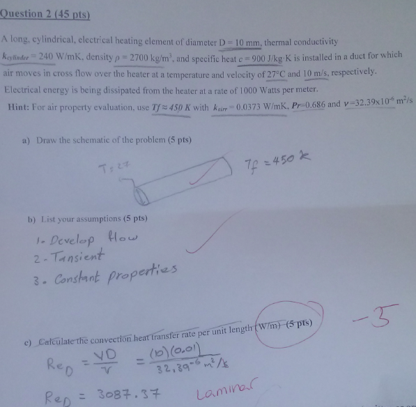 Solved A long, cylindrical, electrical heating element of