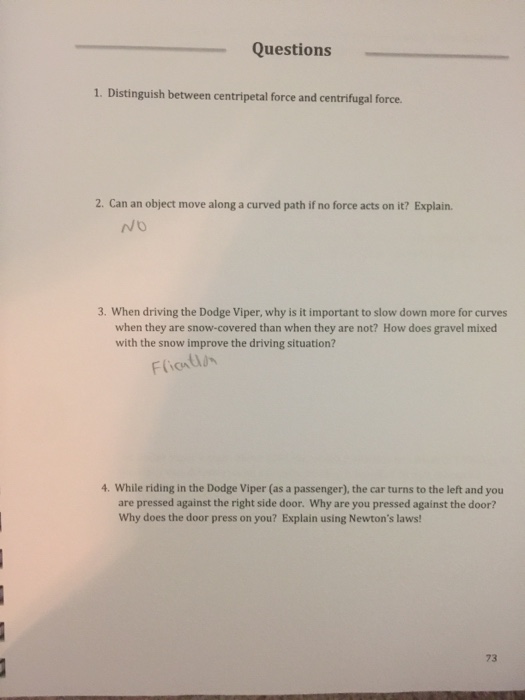 Centripetal Force Questions And Answers Pdf