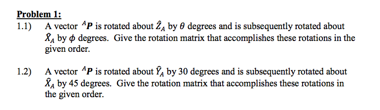 Solved A vector A_P is rotated about Z_A by theta degrees | Chegg.com