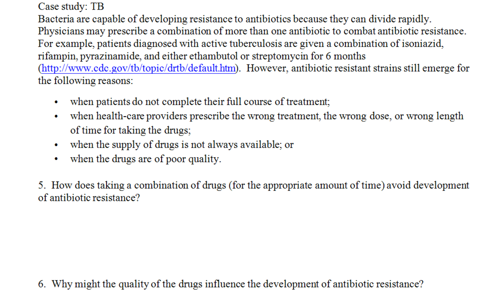 tuberculosis case study questions