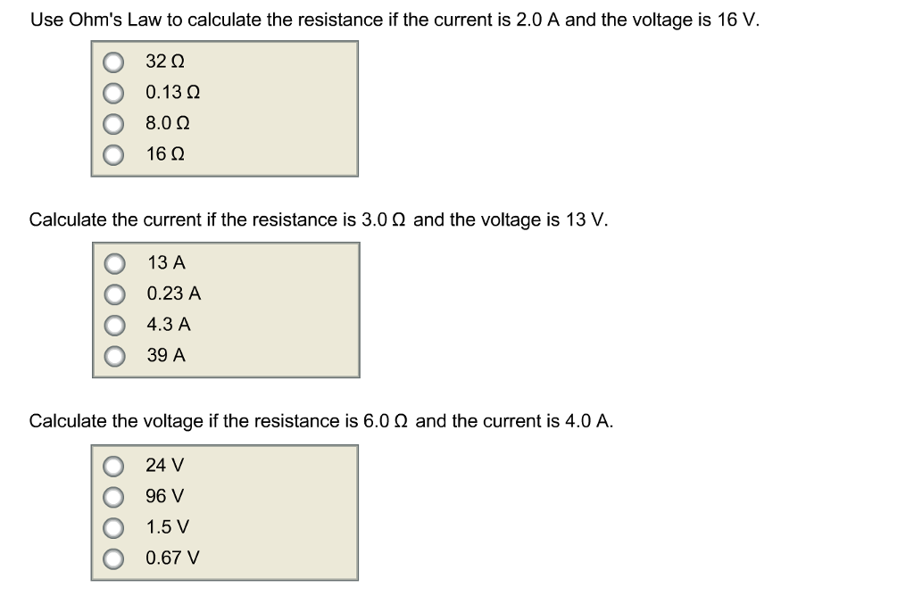Solved Use ohm's Law to calculate the resistance if the