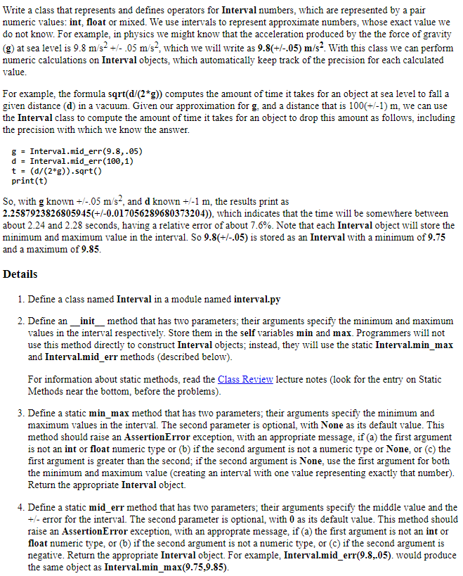 Solved Write a class that represents and defines operators | Chegg.com