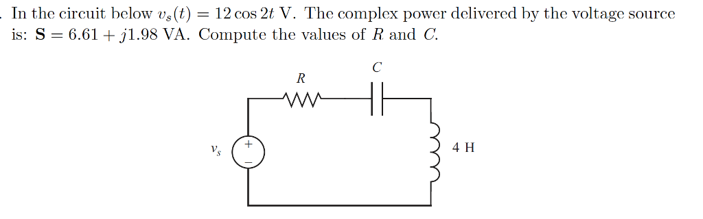Solved In the circuit below vs(t) 1S 12 cos 2t V. The | Chegg.com