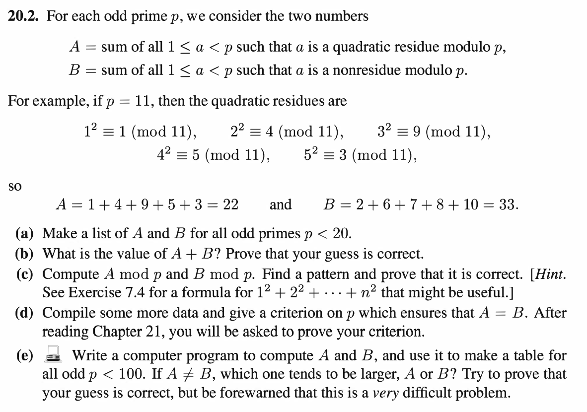 Solved For Each Odd Prime P We Consider The Two Numbers A Chegg