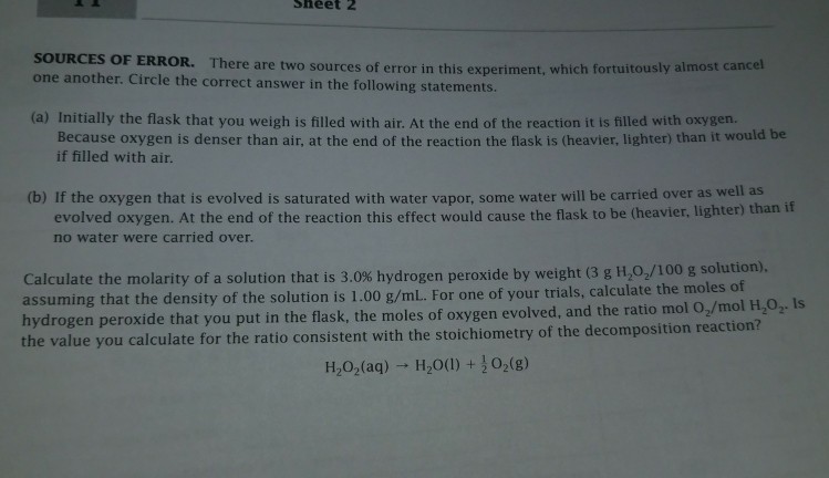 Solved Sheet 2 ere are two sources of error in this | Chegg.com